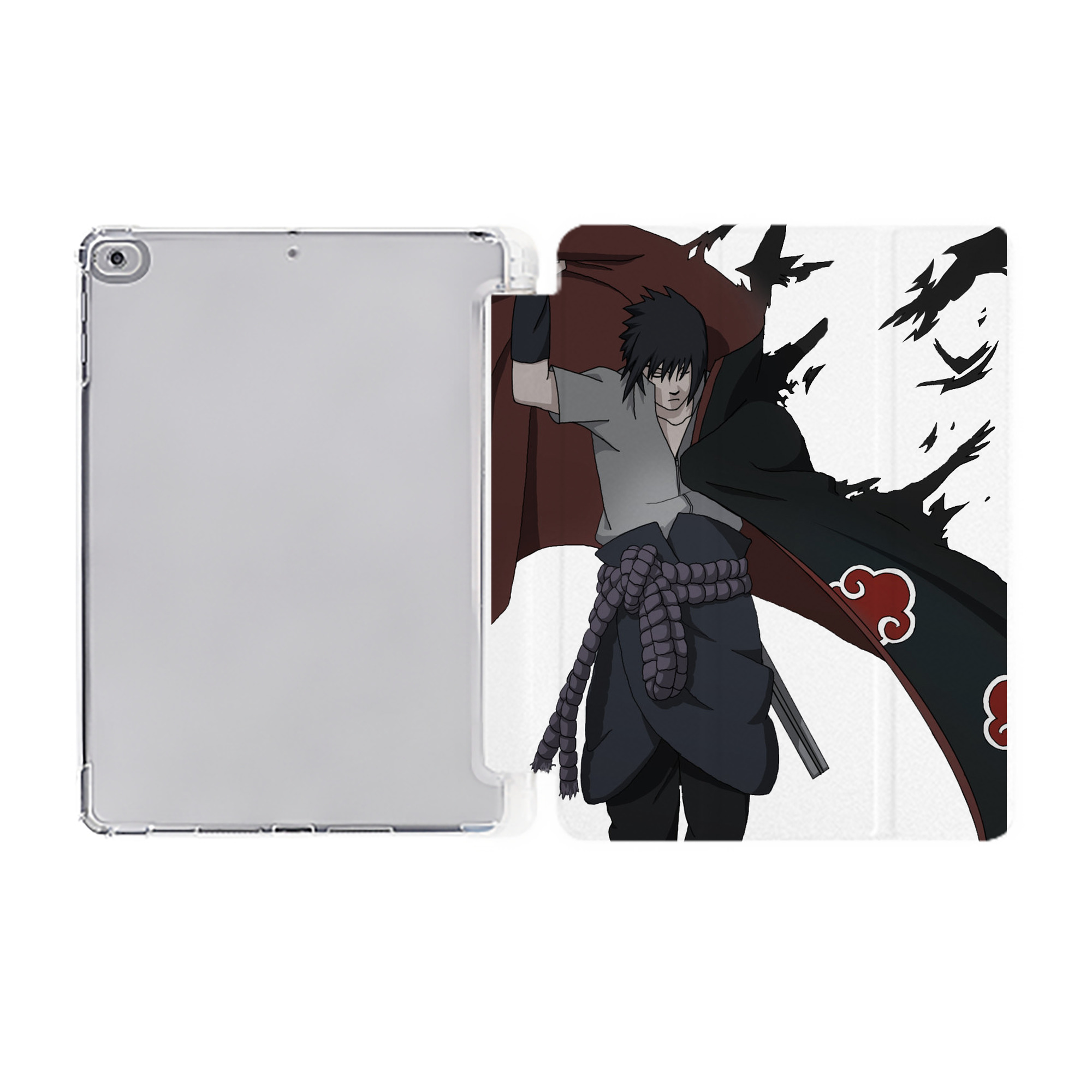 （画像用） NARUTO -ナルト- うちは サスケ Uchiha Sasuke IPad ケース ペン収納付き 三つ折りスタンド PUレザー×シリコン 対応機種9.5/10.5/10.9インチ